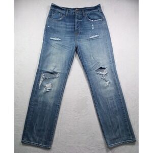7 For All Mankind Jeans Womens Size 29 Blue Easy‎ Straight Button Fly Distressed